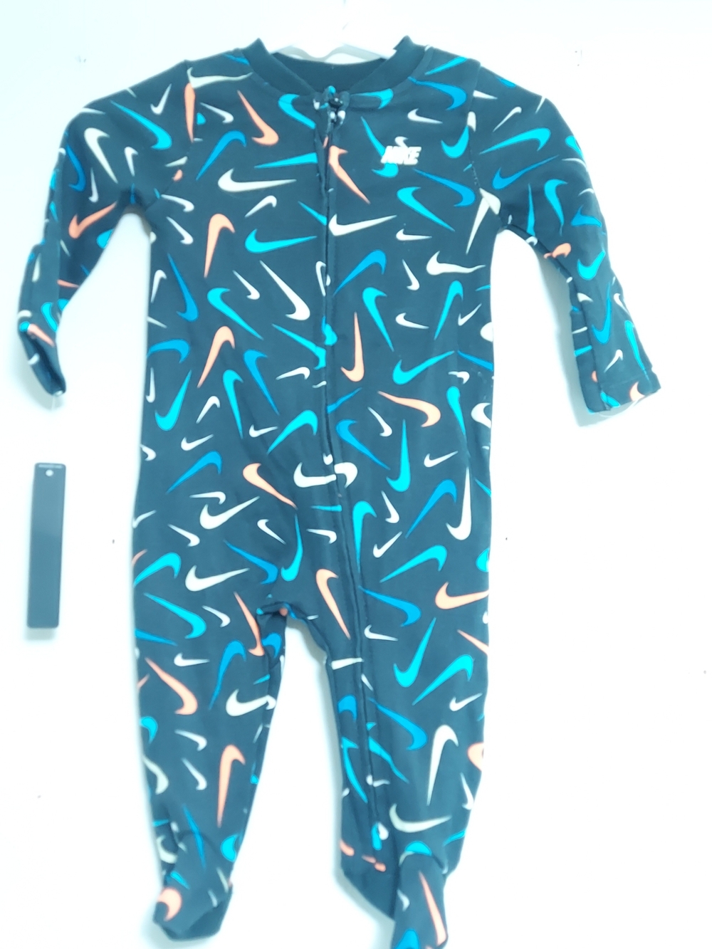 Nike Black Footed One-Piece with Multi Swoosh Print